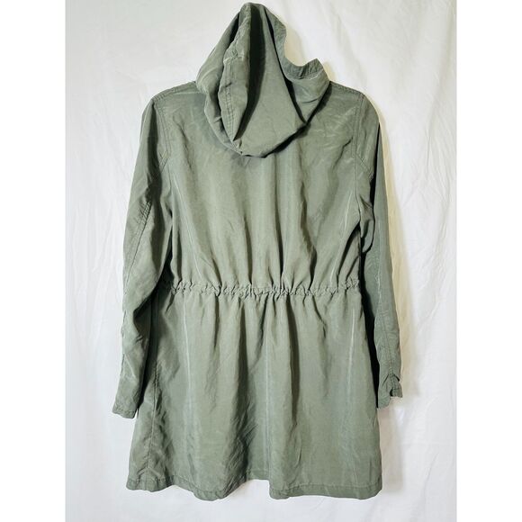 Divided Women's Khaki Green Lightweight Jacket Hooded Asymmetrical Zipper SZ 6 - Picture 3 of 4